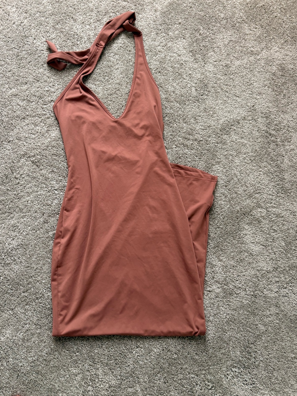 Sleek Rust-Brown halter dress